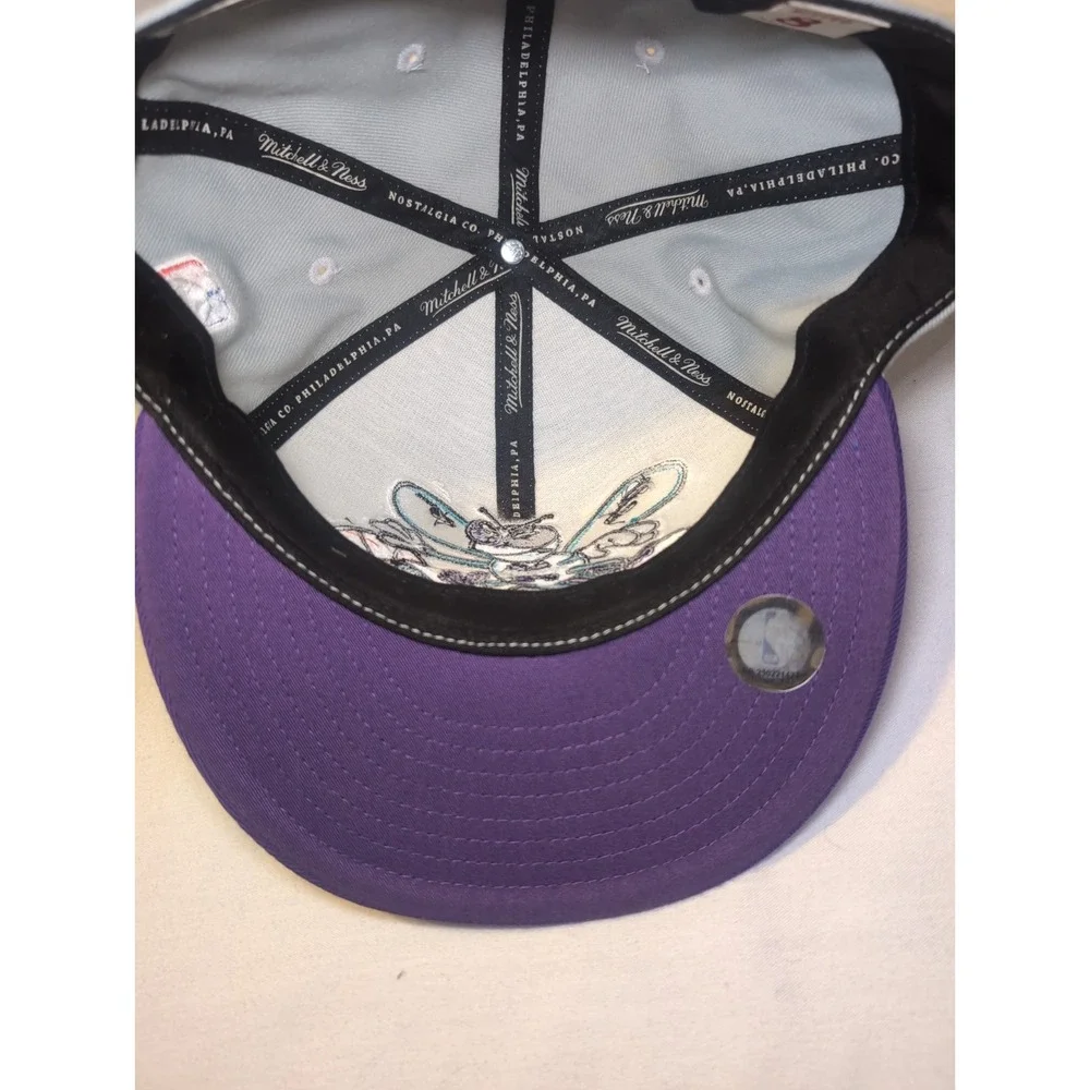 Mitchell & Ness Charlotte Hornets NBA Fitted Hat Purple/Gray Sz 8